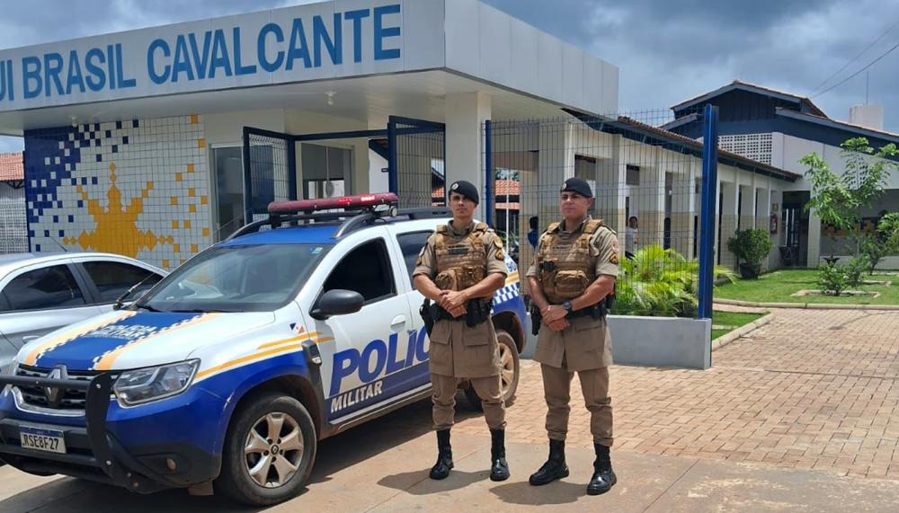 Policiamento no Centro de Ensino Médio Rui Brasil Cavalcante, em Miranorte