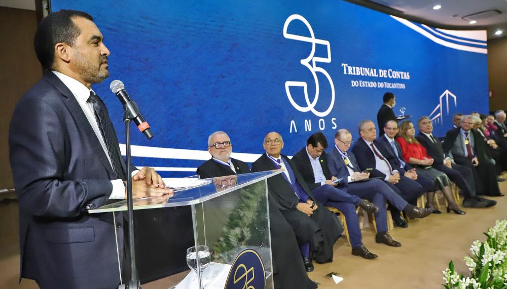 Governador Wanderlei Barbosa enaltece o papel crucial do TCE/TO em seus 35 anos de história, destacando sua contribuição para o desenvolvimento do Estado