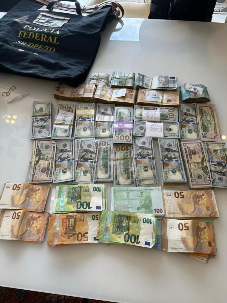 Dólares e euros apreendidos durante operação de hoje, Foto: Polícia Federal.