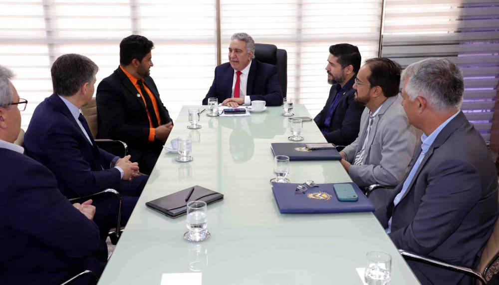 Governador em exercício Laurez Moreira participou de reunião na manhã desta sexta-feira, 8, no Palácio Araguaia Governador José Wilson Siqueira Campos, com representantes das empresas de telecomunicações