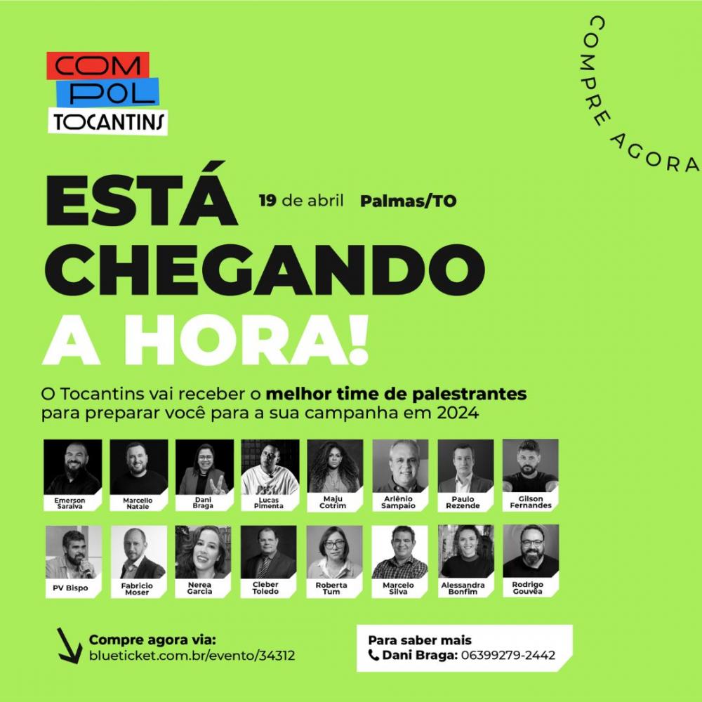 Compol Tocantins acontece dia 19 de abril (sexta-feira) das 8h às 18h, no auditório da OAB Tocantins. 