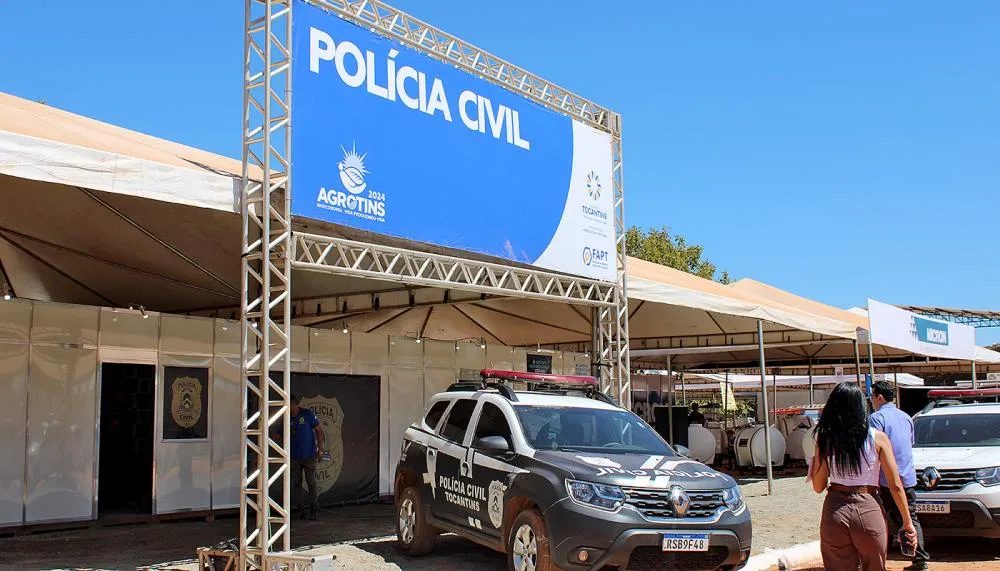 Estande da Polícia Civil do Tocantins na Agrotins 2024.