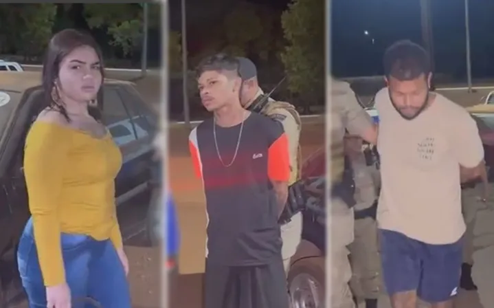 Os suspeitos identificados com Wiliam Pereira Gomes, Pedro Henrique Araújo Ribeiro e Samara Evelin Teixeira Reis, todos foram autuados em flagrante, Foto- Alessandro Ferreira.