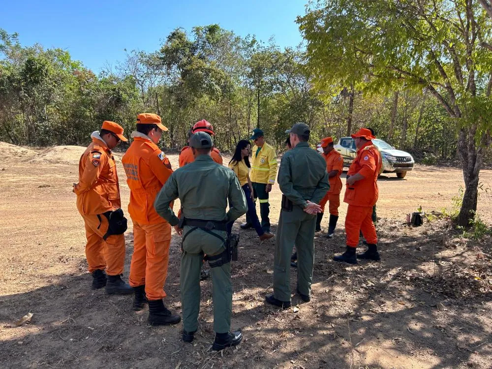  Equipes definem estratégias para combate ao incêndio.