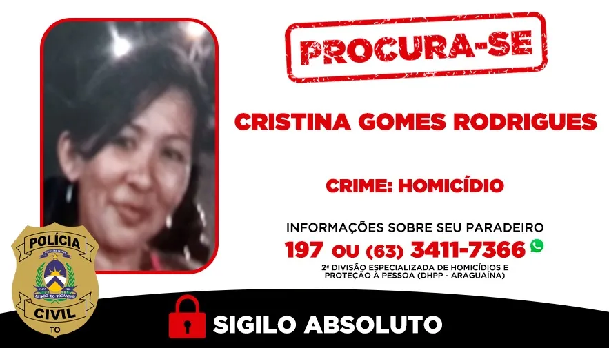 Informações podem ser repassadas para a Central 197 ou (63) 3411-7366 (WhatsApp da DHPP - Araguaína).