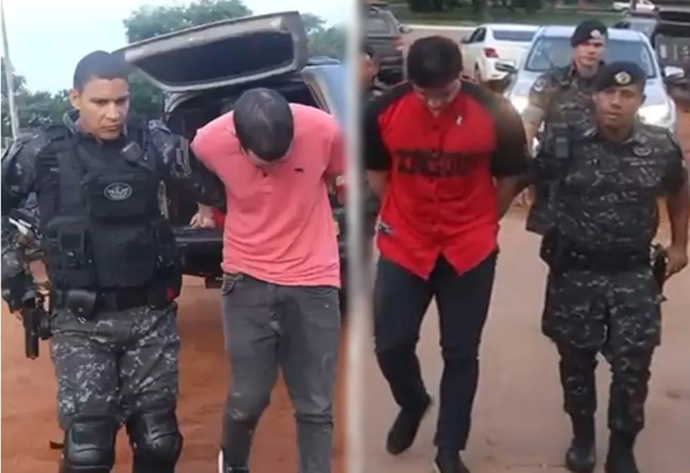 Após serem presos, Gabriel Gomes Neves e Bruno Monteiro Gonçalves, foram conduzidos para a Delegacia da Polícia Civil, onde foram autuados em flagrante – Foto: Allessandro Ferreira.