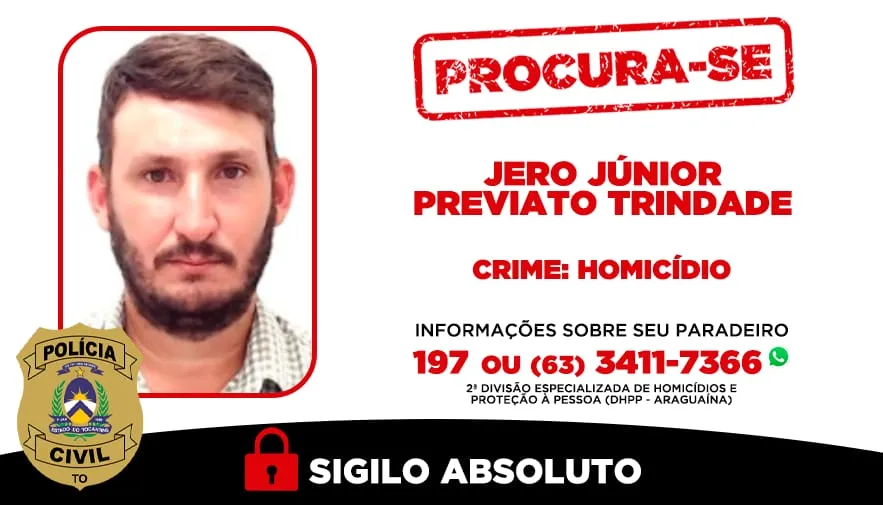 Informações sobre o paradeiro de Jero Júnior podem ser repassadas para os seguintes números: (63) 3411-7366 ou ainda pela Central 197.