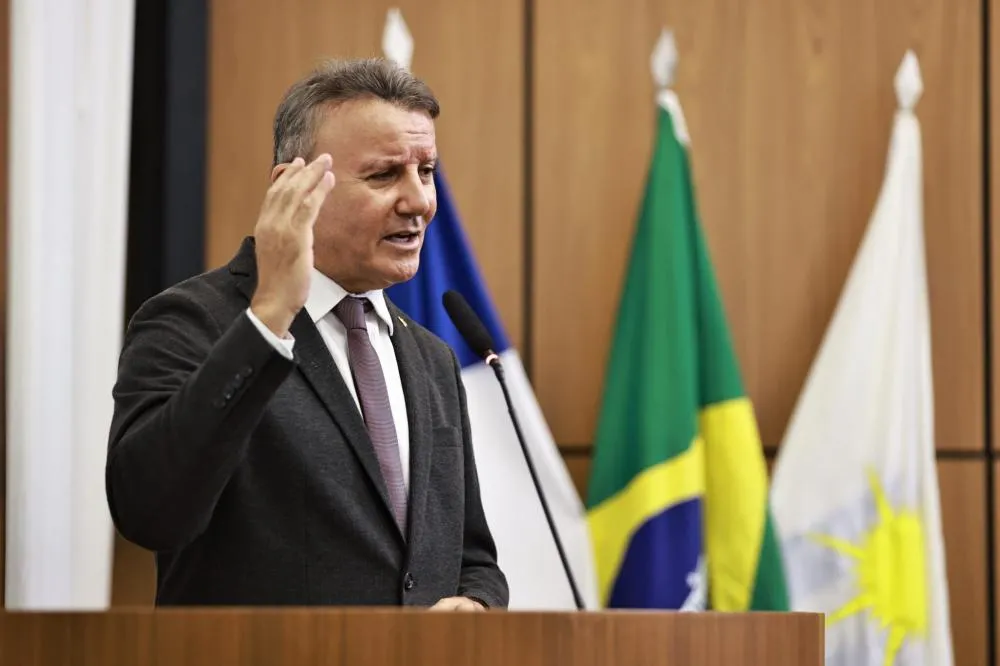 Eduardo Siqueira Campos durante abertura do Legislativo 2025 – Foto: Edu Fortes