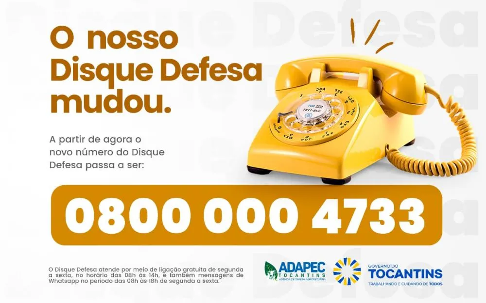 Disque Defesa é um canal direto com produtores rurais e a sociedade em geral e está com novo número.