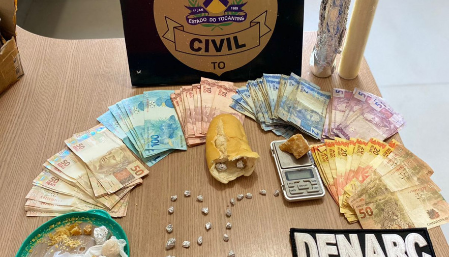 Dinheiro e drogas apreendidos pela Polícia Civil em Araguaína