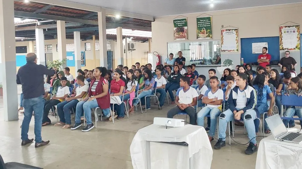 Registro da palestra, conduzida pelo promotor de Justiça, Caleb Melo Filho.