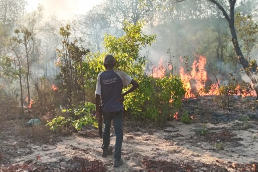 Foto enviada ao DPagra por uma pessoa da comunidade Rio Preto sobre incêndio na área da comunidade no dia 24 de setembro -