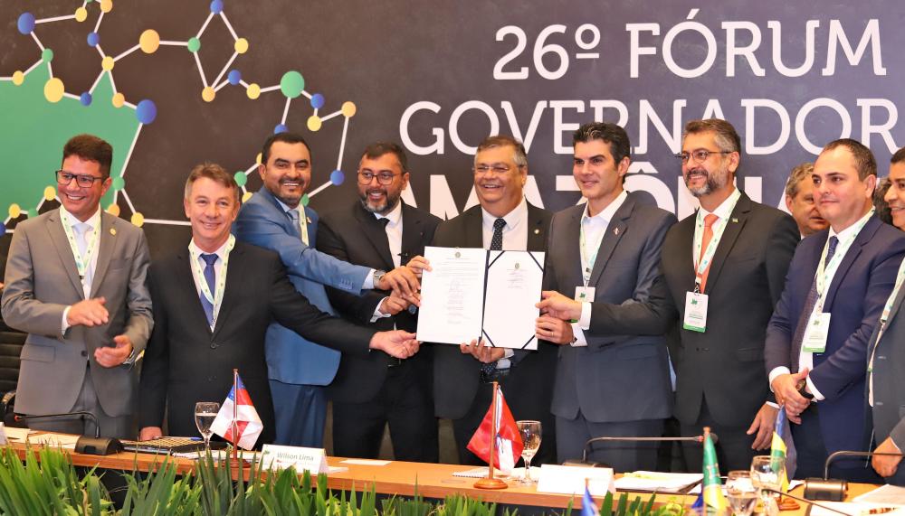 O governador Wanderlei Barbosa destaca seu compromisso com desenvolvimento sustentável durante a Assembleia Geral dos Governadores no 26º Fórum de Governadores da Amazônia Legal, em Manaus