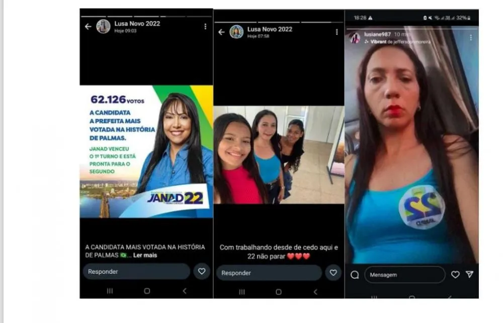Imagem do processo revela atuação de Lusiane na campanha de Palmas durante as eleições de 2024.